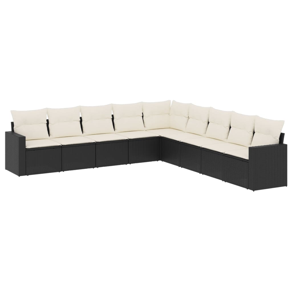 10-delige Loungeset met kussens poly rattan