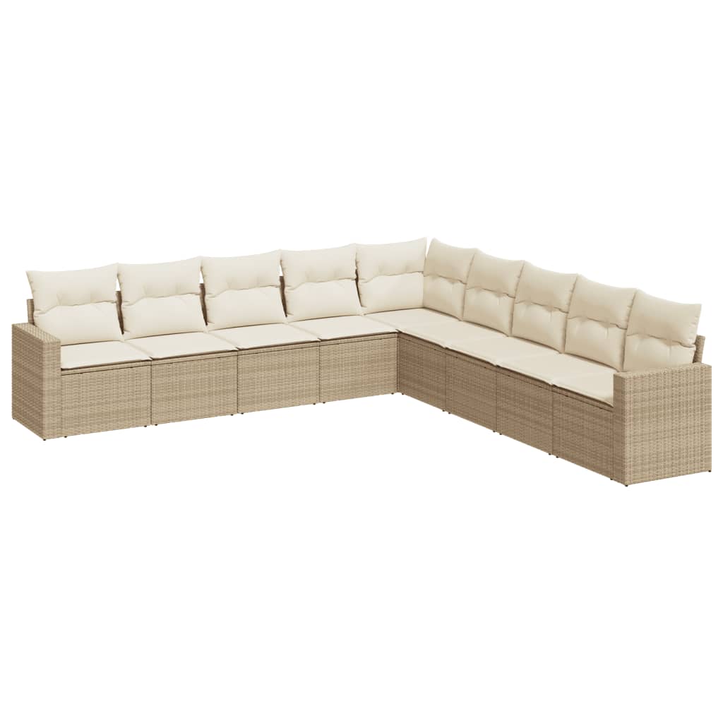 10-delige Loungeset met kussens poly rattan