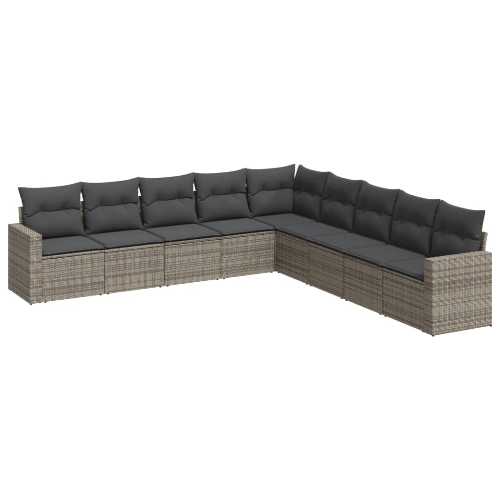 10-delige Loungeset met kussens poly rattan