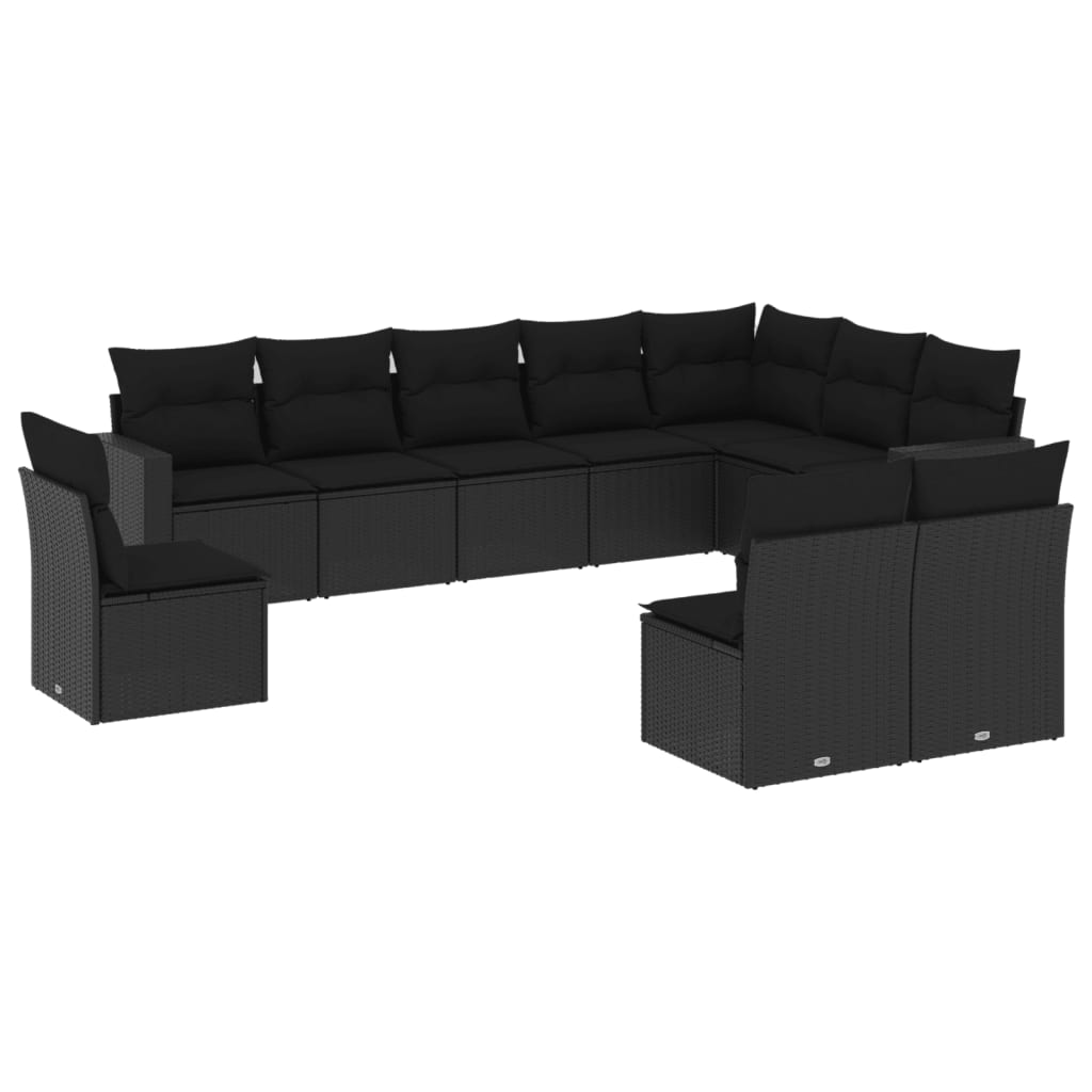 11-delige Loungeset met kussens poly rattan bruin