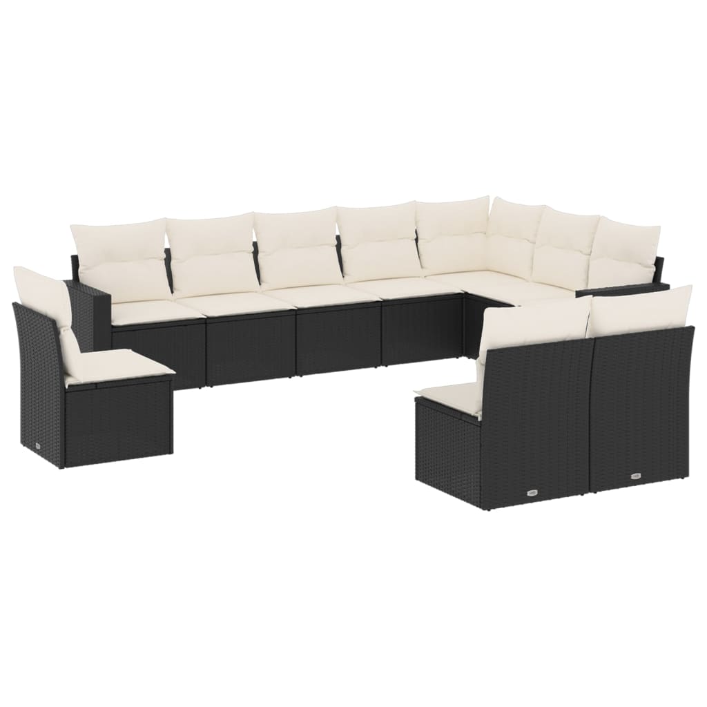 10-delige Loungeset met kussens poly rattan