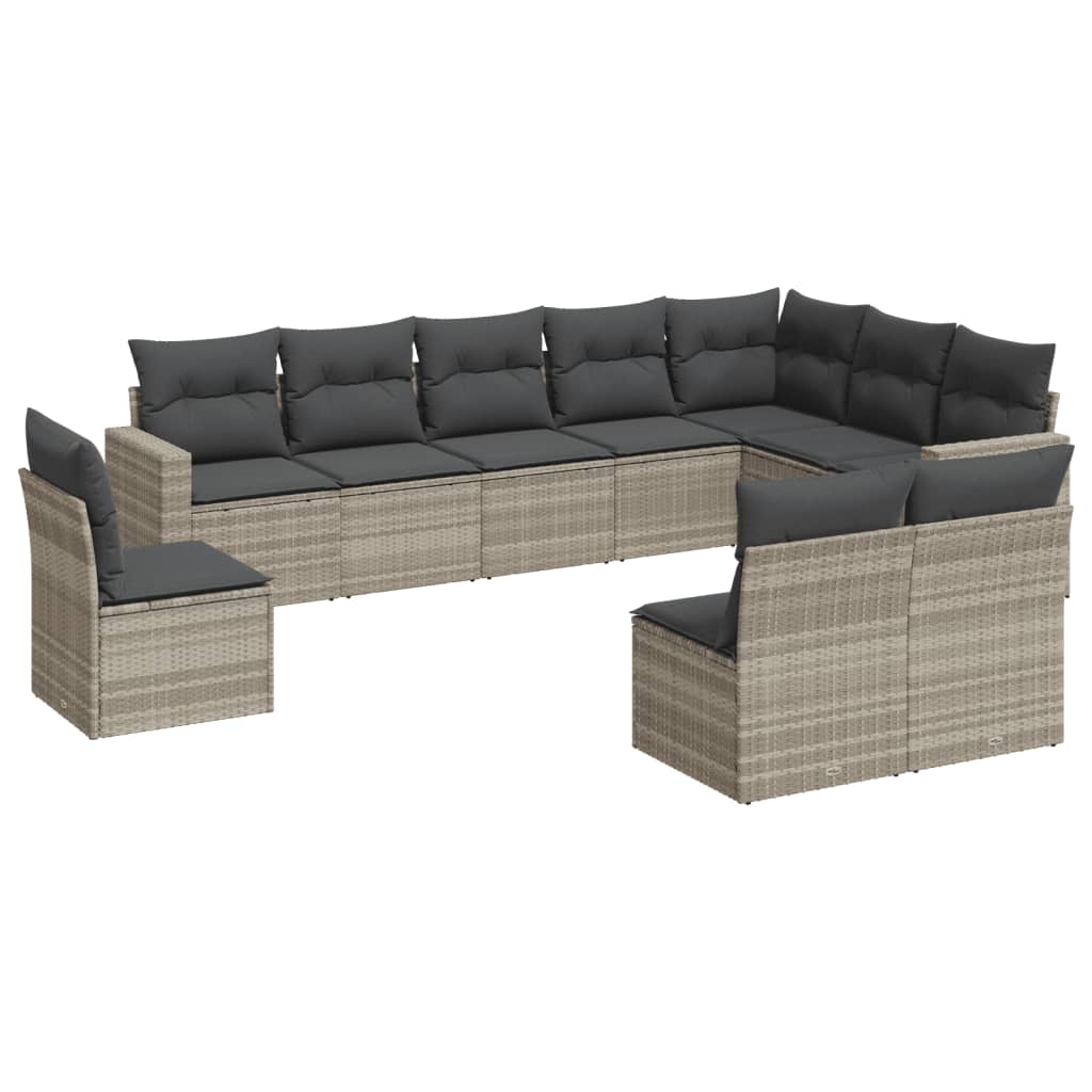 11-delige Loungeset met kussens poly rattan bruin