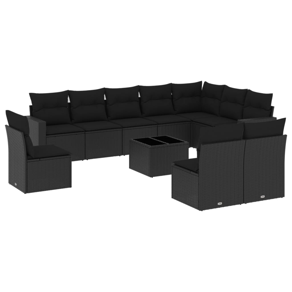 11-delige Loungeset met kussens poly rattan bruin