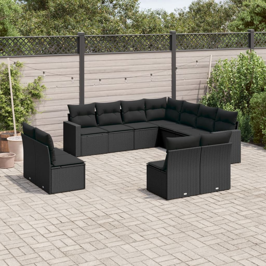 12-delige Loungeset met kussens poly rattan beige