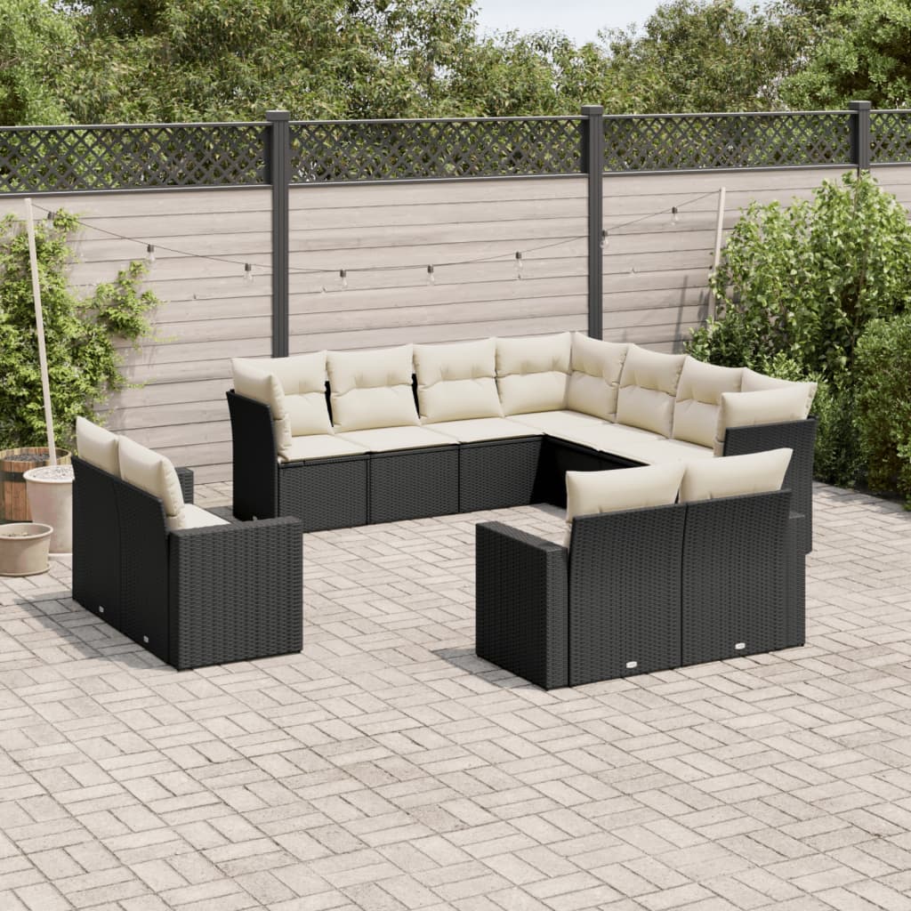 12-delige Loungeset met kussens poly rattan