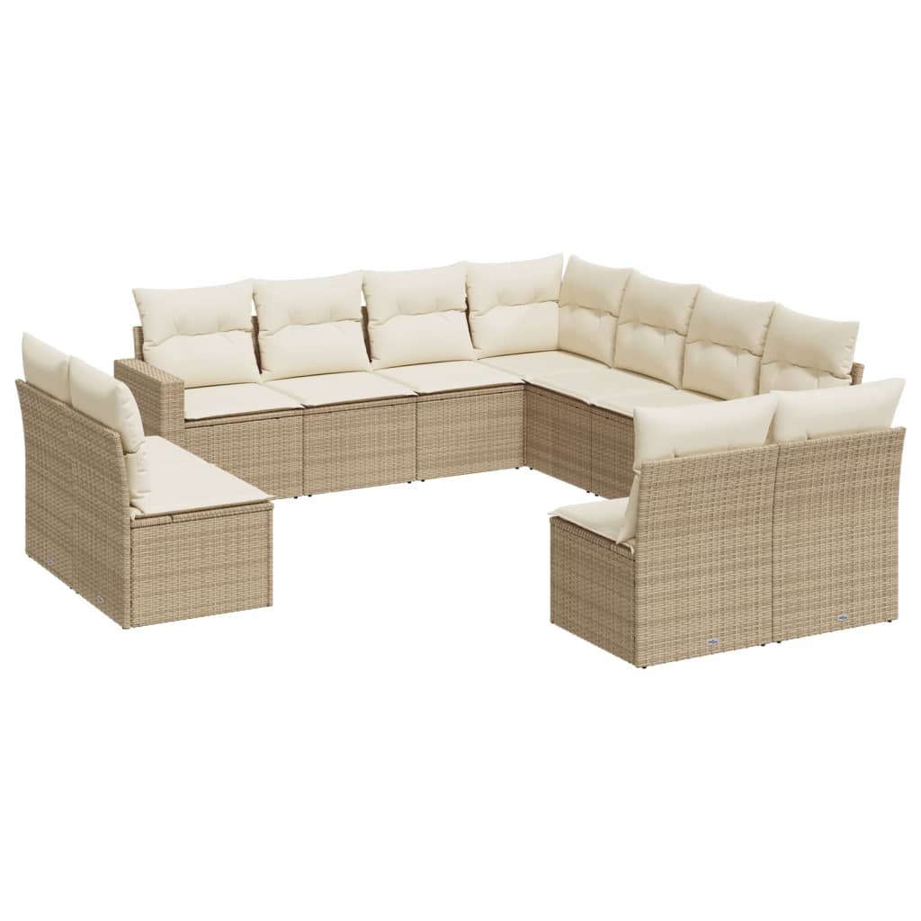 12-delige Loungeset met kussens poly rattan