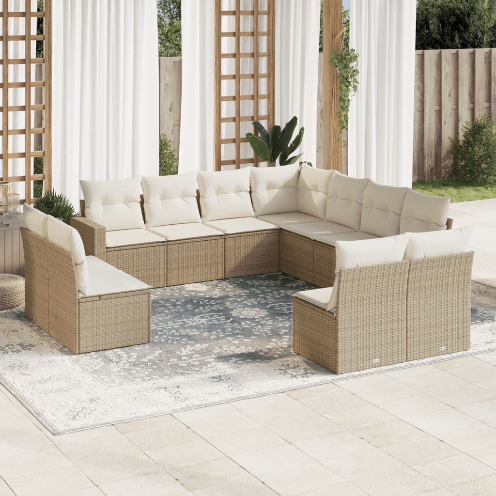 12-delige Loungeset met kussens poly rattan