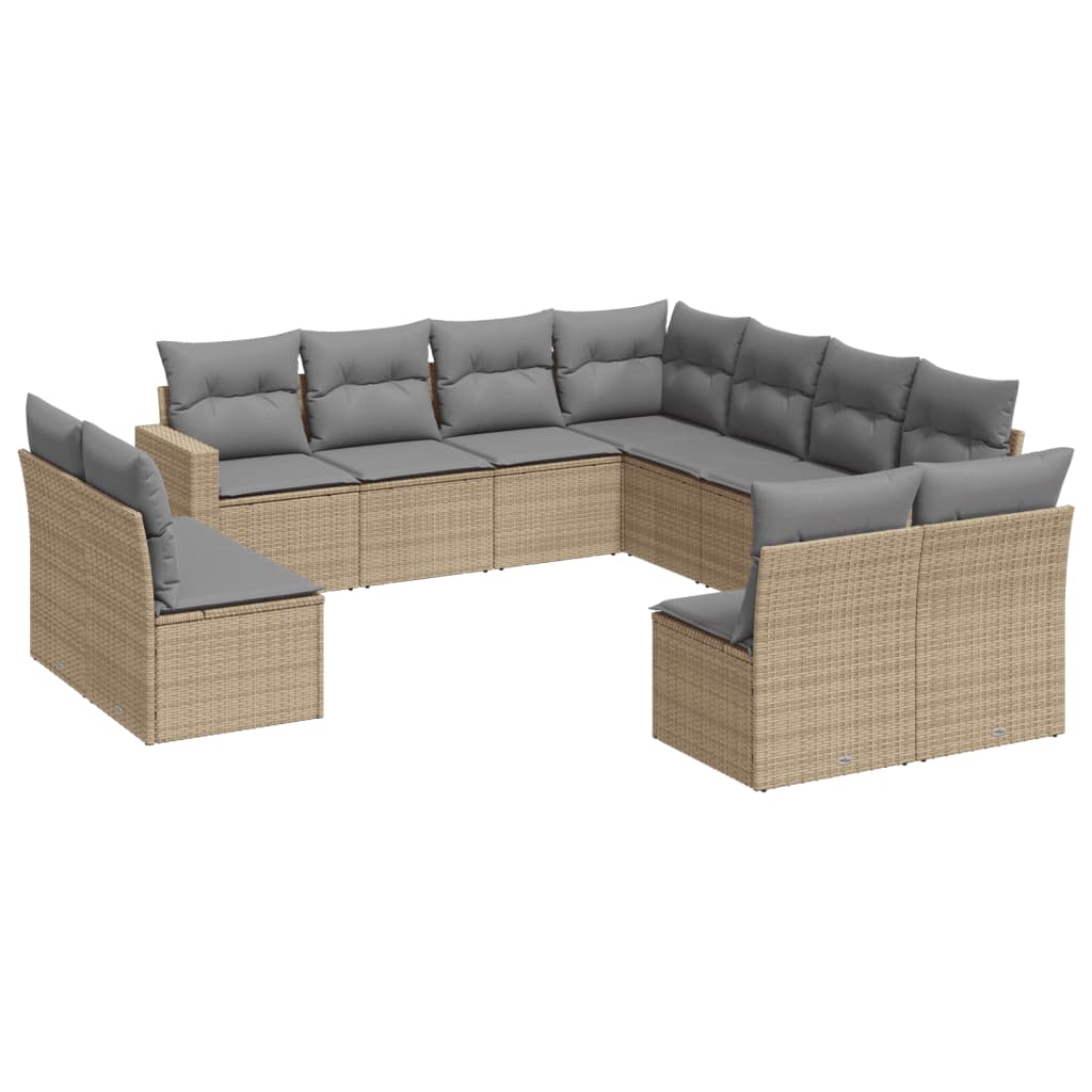 12-delige Loungeset met kussens poly rattan