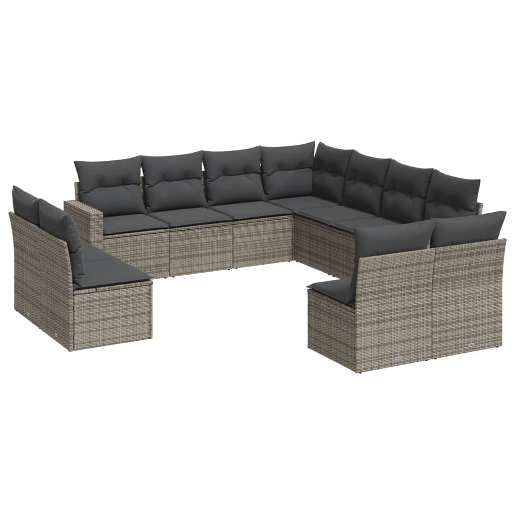 12-delige Loungeset met kussens poly rattan