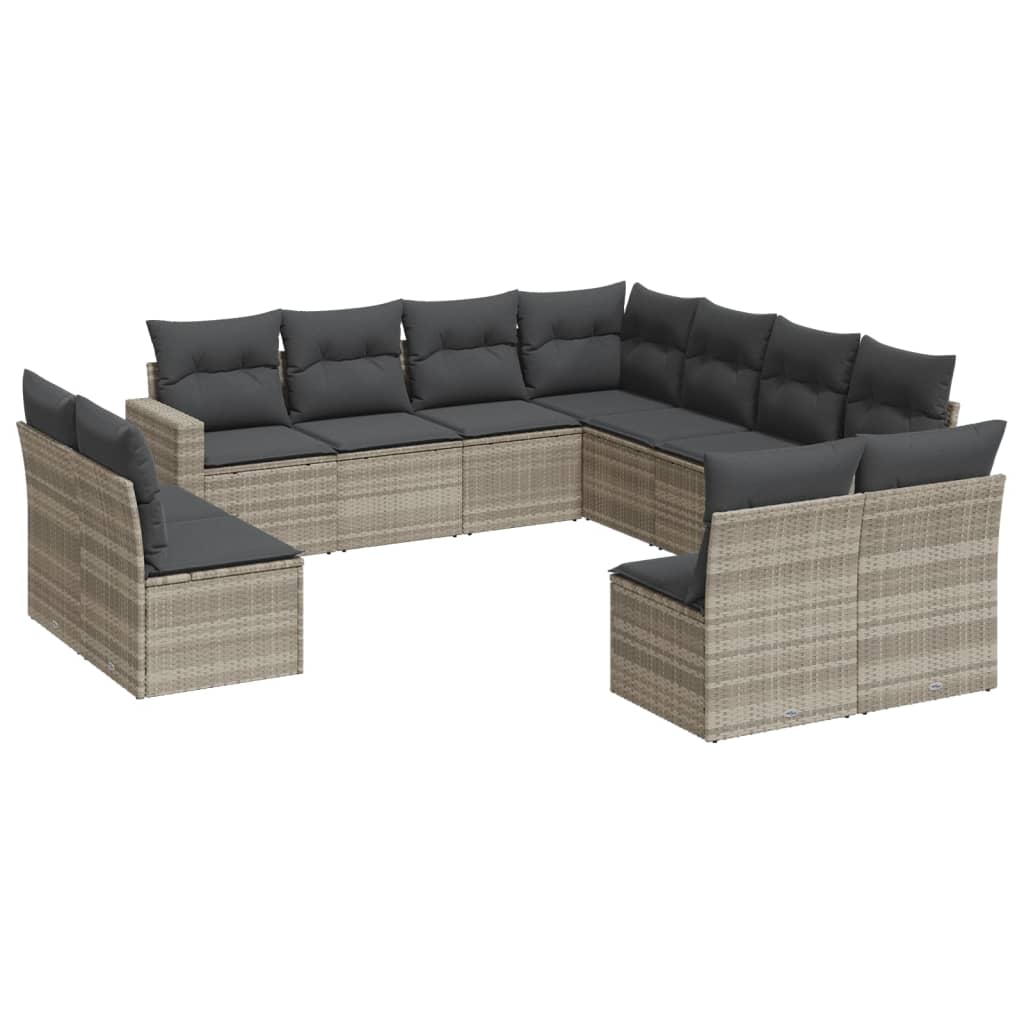 12-delige Loungeset met kussens poly rattan beige