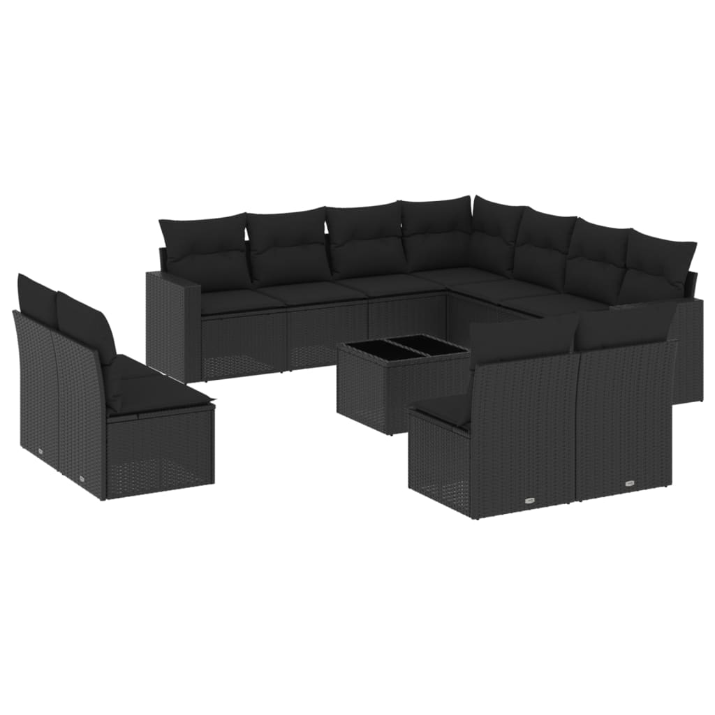 12-delige Loungeset met kussens poly rattan