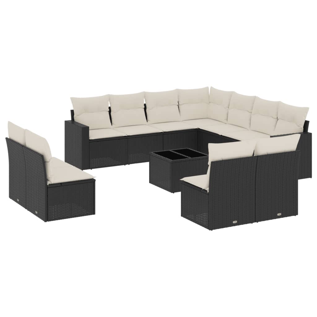 12-delige Loungeset met kussens poly rattan