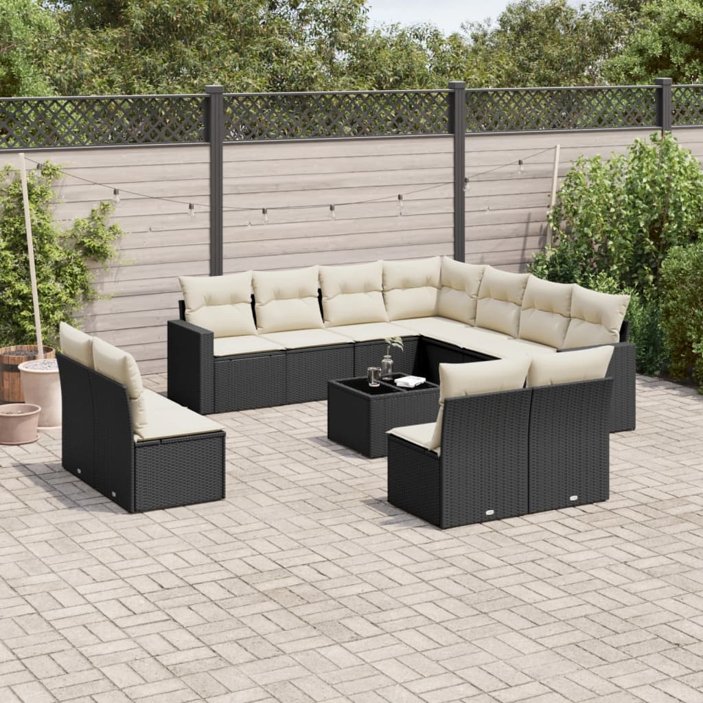 12-delige Loungeset met kussens poly rattan