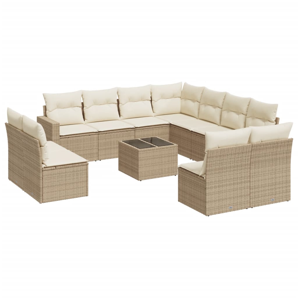 12-delige Loungeset met kussens poly rattan