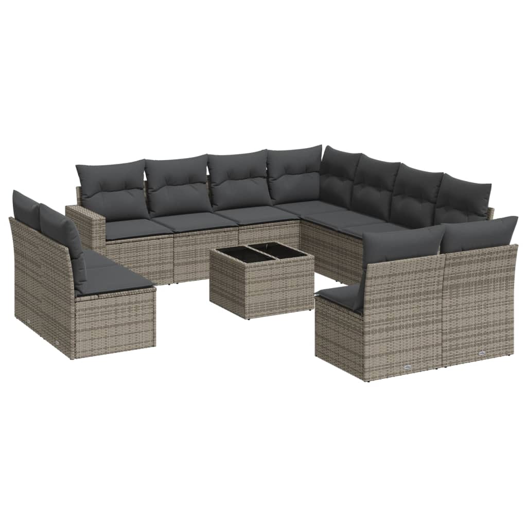 12-delige Loungeset met kussens poly rattan