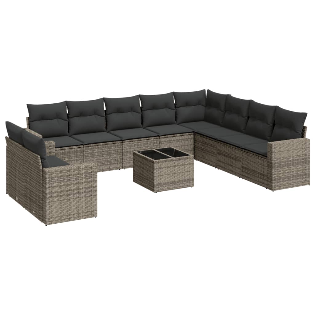 10-delige Loungeset met kussens poly rattan