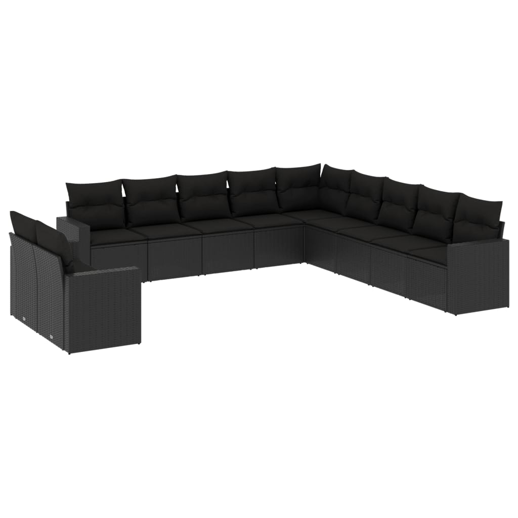 12-delige Loungeset met kussens poly rattan