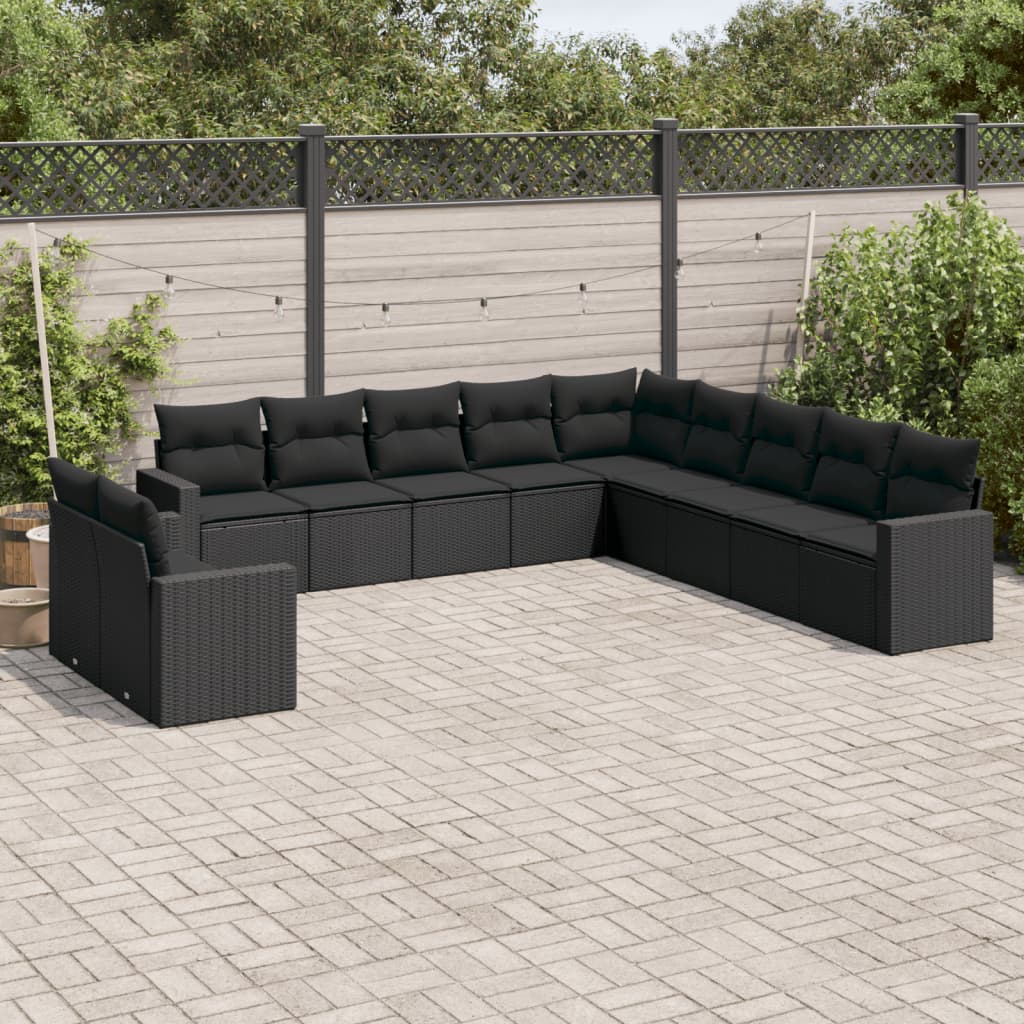 12-delige Loungeset met kussens poly rattan