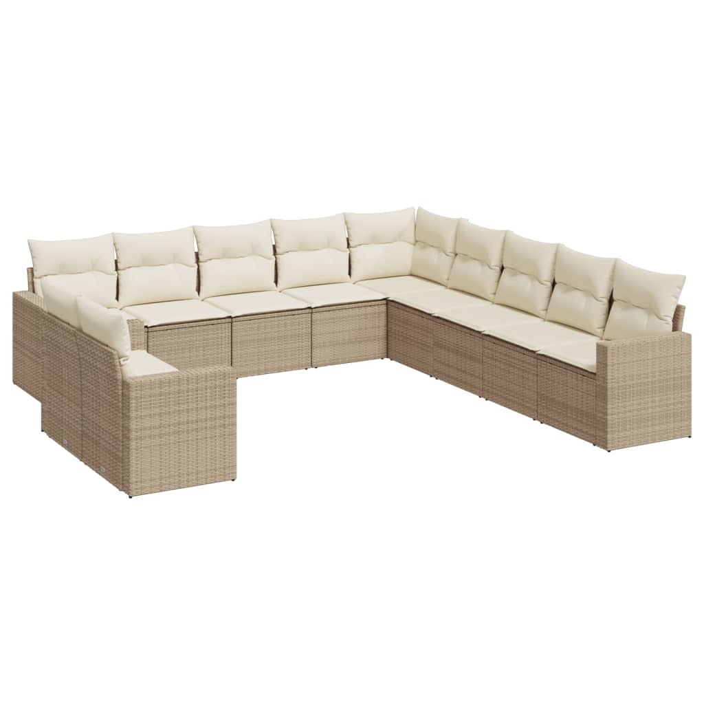 12-delige Loungeset met kussens poly rattan