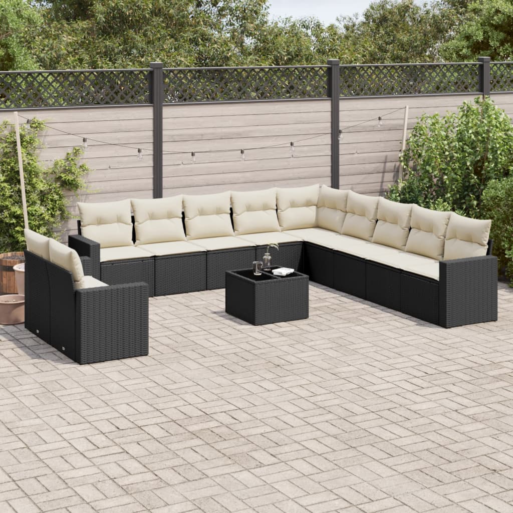 12-delige Loungeset met kussens poly rattan