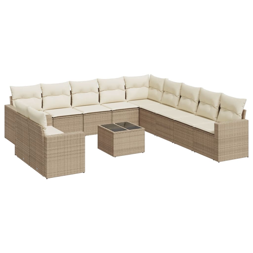 12-delige Loungeset met kussens poly rattan