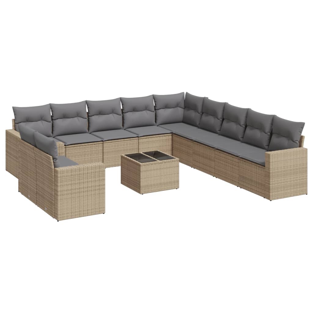 12-delige Loungeset met kussens poly rattan