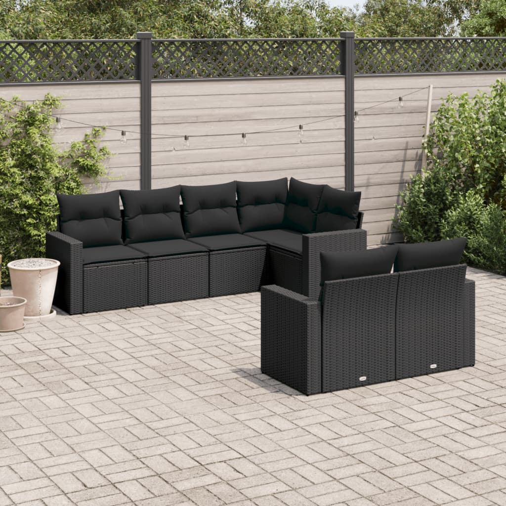 7-delige Loungeset met kussens poly rattan