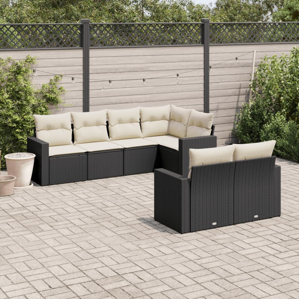 7-delige Loungeset met kussens poly rattan