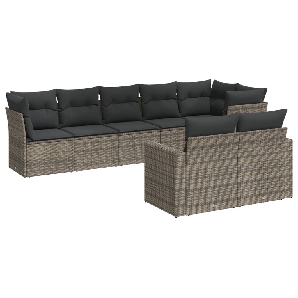 9-delige Loungeset met kussens poly rattan