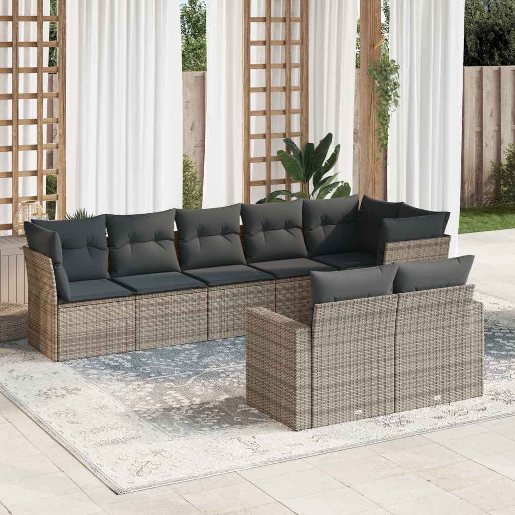 9-delige Loungeset met kussens poly rattan