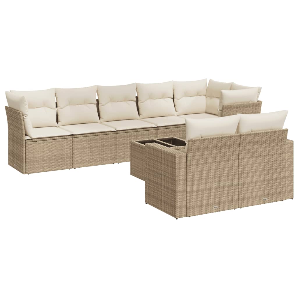 9-delige Loungeset met kussens poly rattan