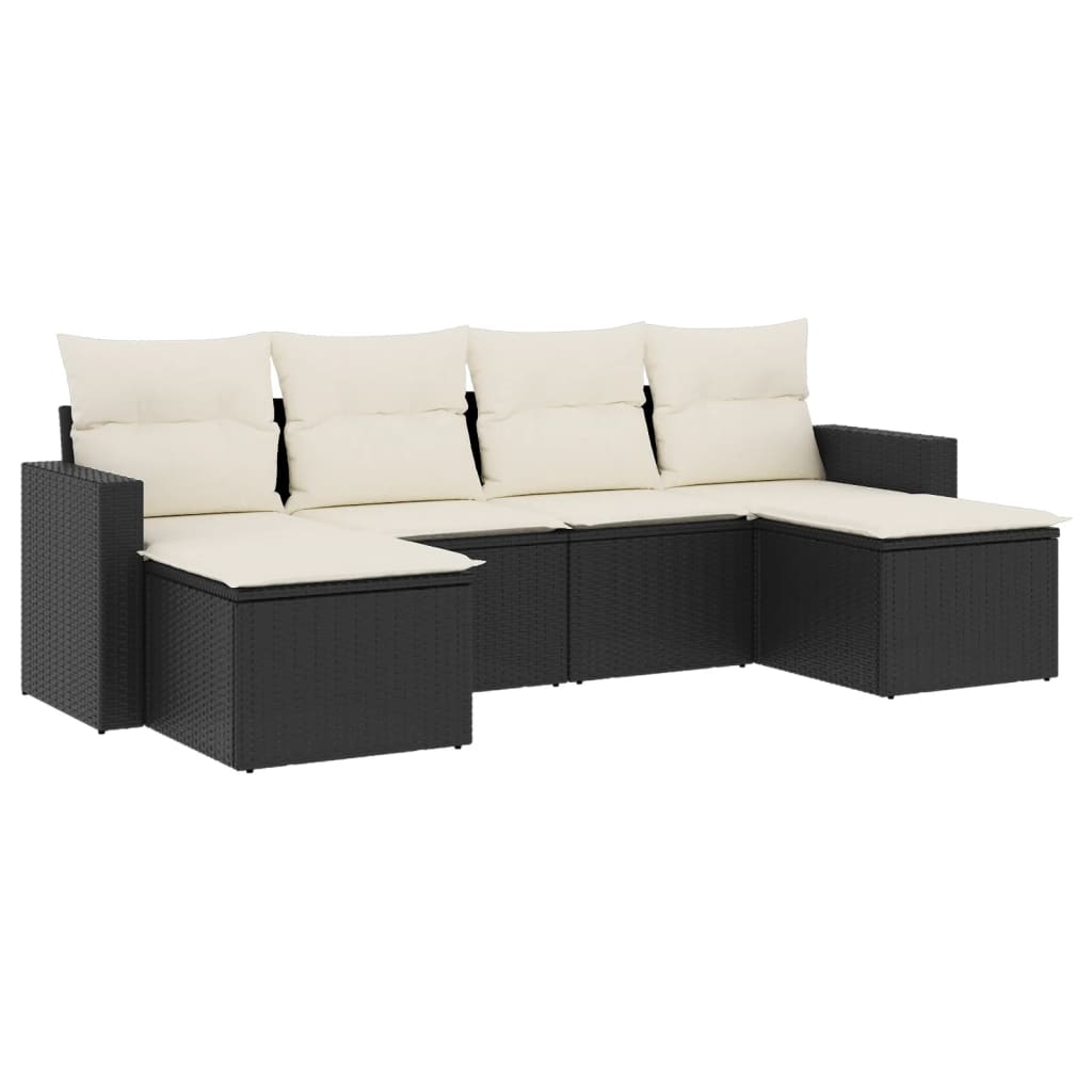 6-delige Loungeset met kussens poly rattan