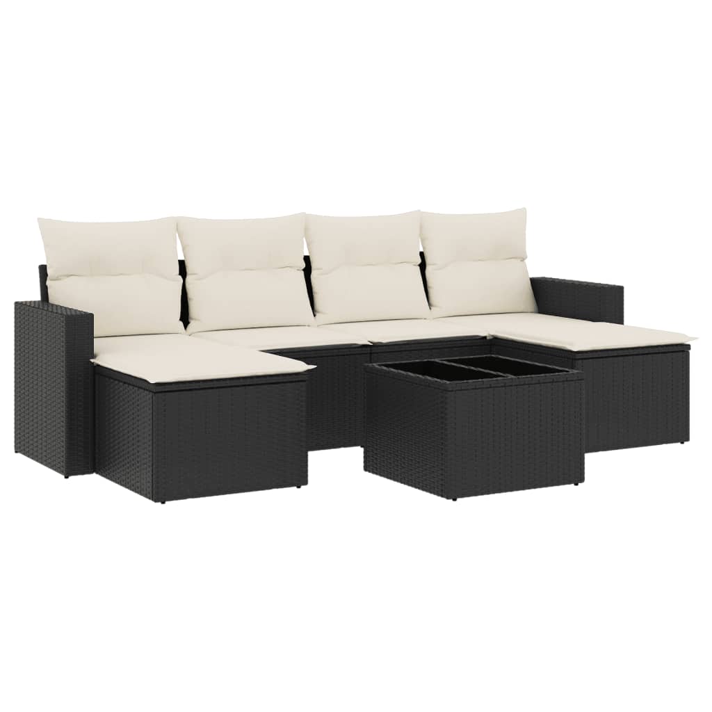 6-delige Loungeset met kussens poly rattan