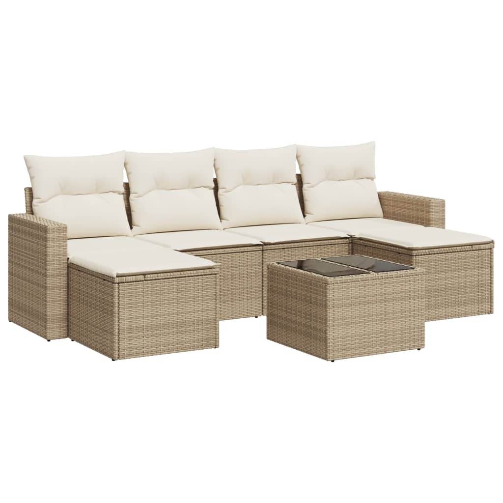 6-delige Loungeset met kussens poly rattan