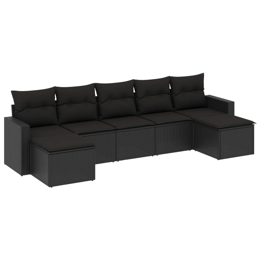 7-delige Loungeset met kussens poly rattan