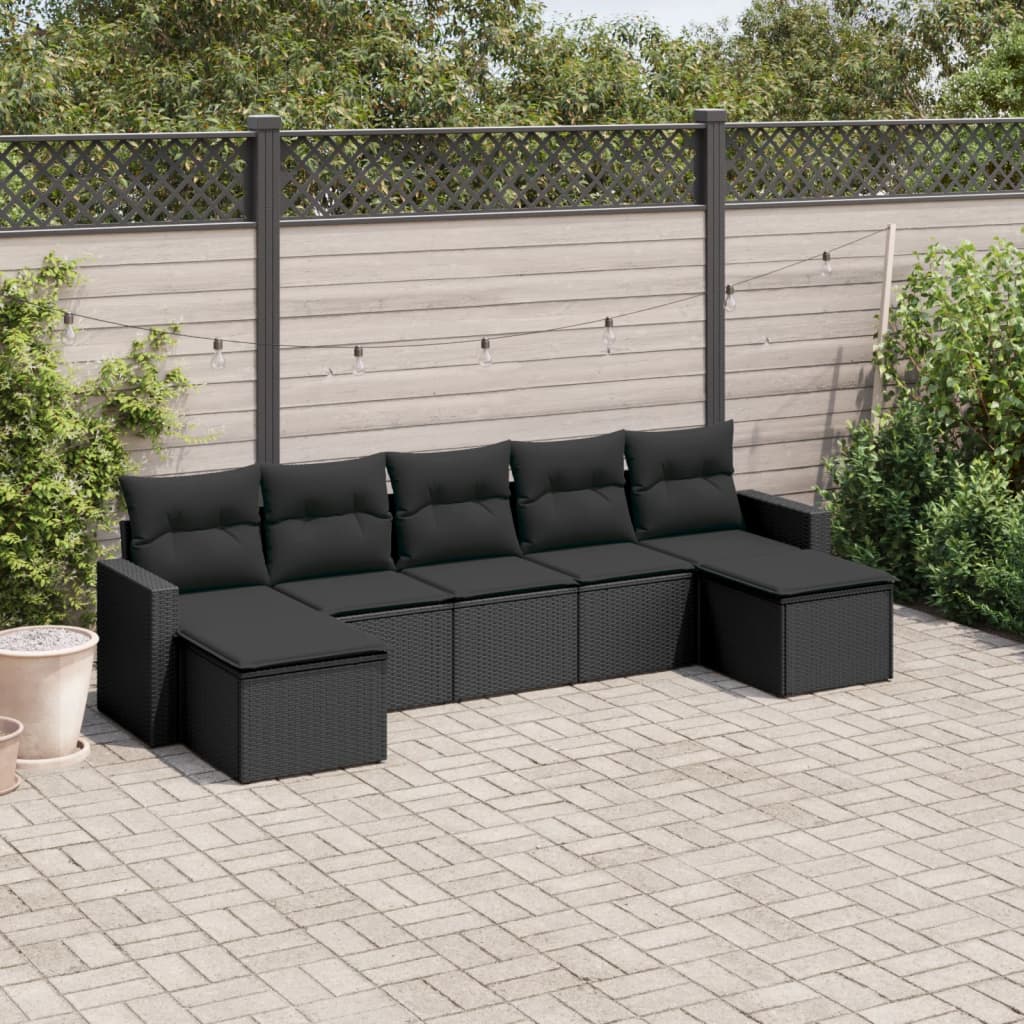 7-delige Loungeset met kussens poly rattan