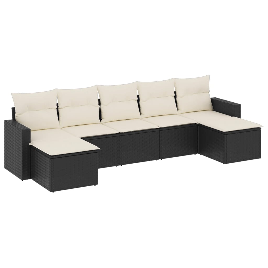 7-delige Loungeset met kussens poly rattan