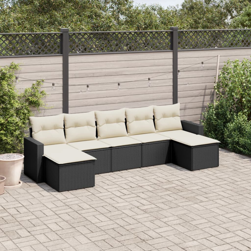 7-delige Loungeset met kussens poly rattan