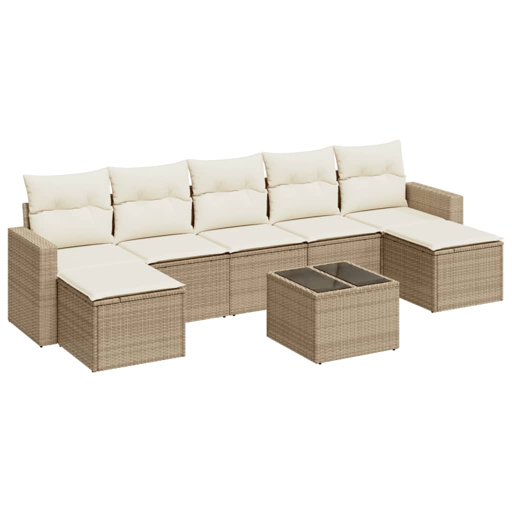 7-delige Loungeset met kussens poly rattan