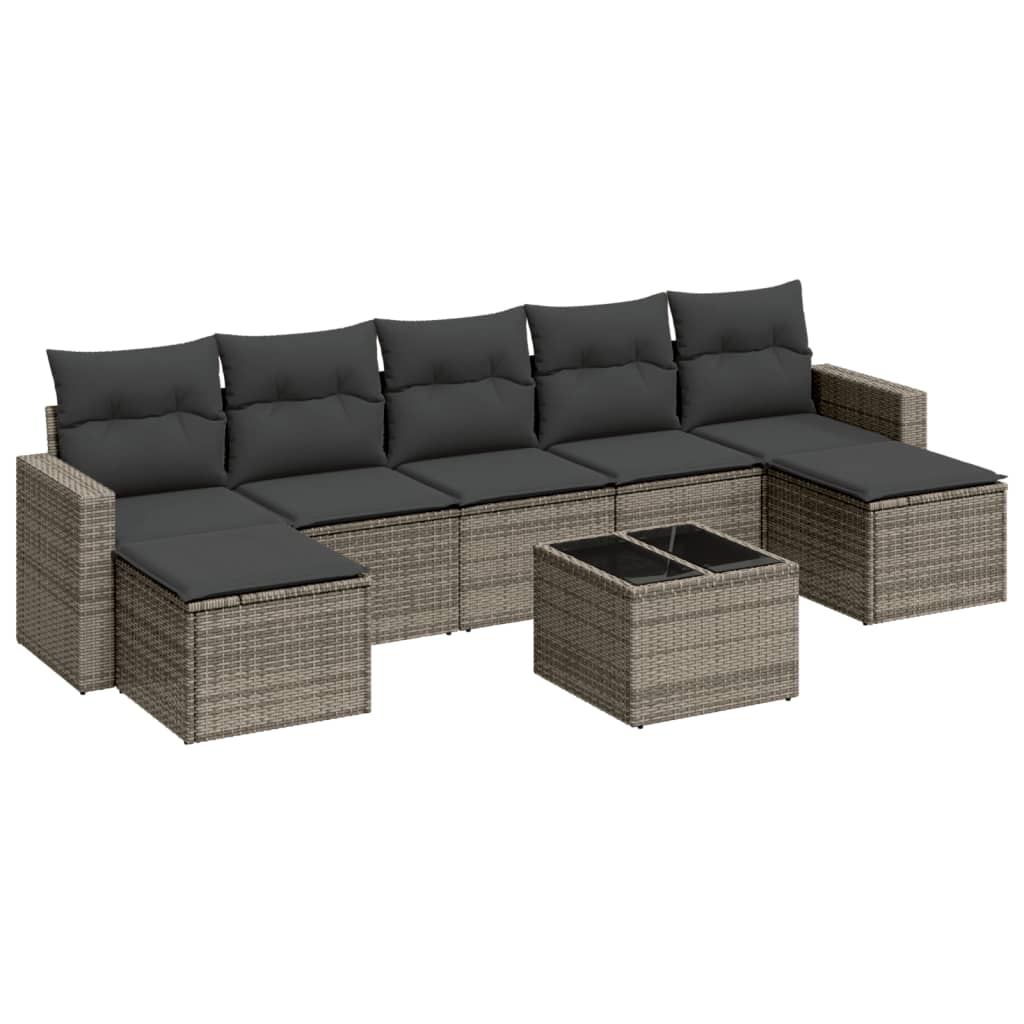 7-delige Loungeset met kussens poly rattan