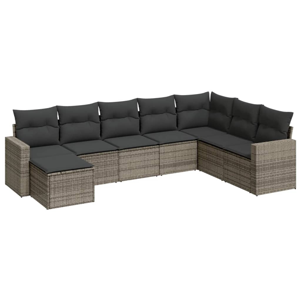 9-delige Loungeset met kussens poly rattan