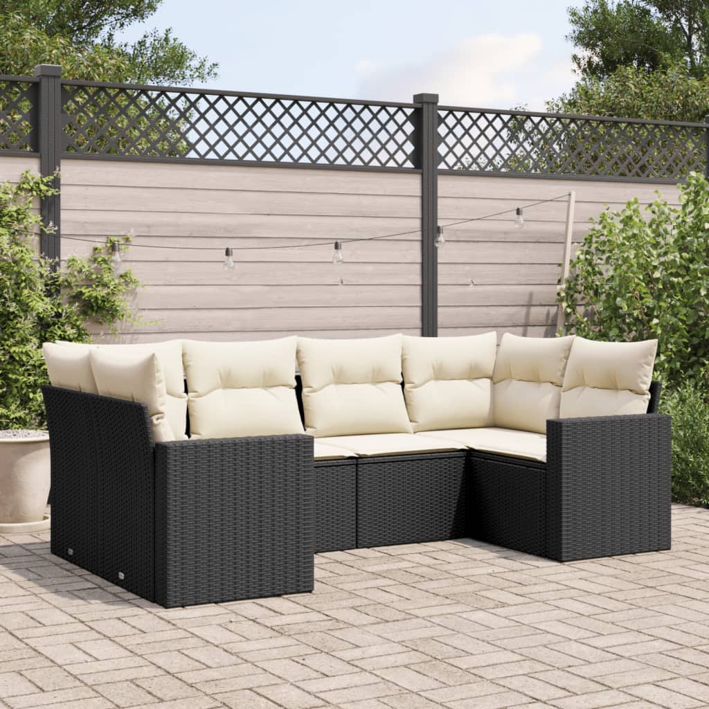 6-delige Loungeset met kussens poly rattan