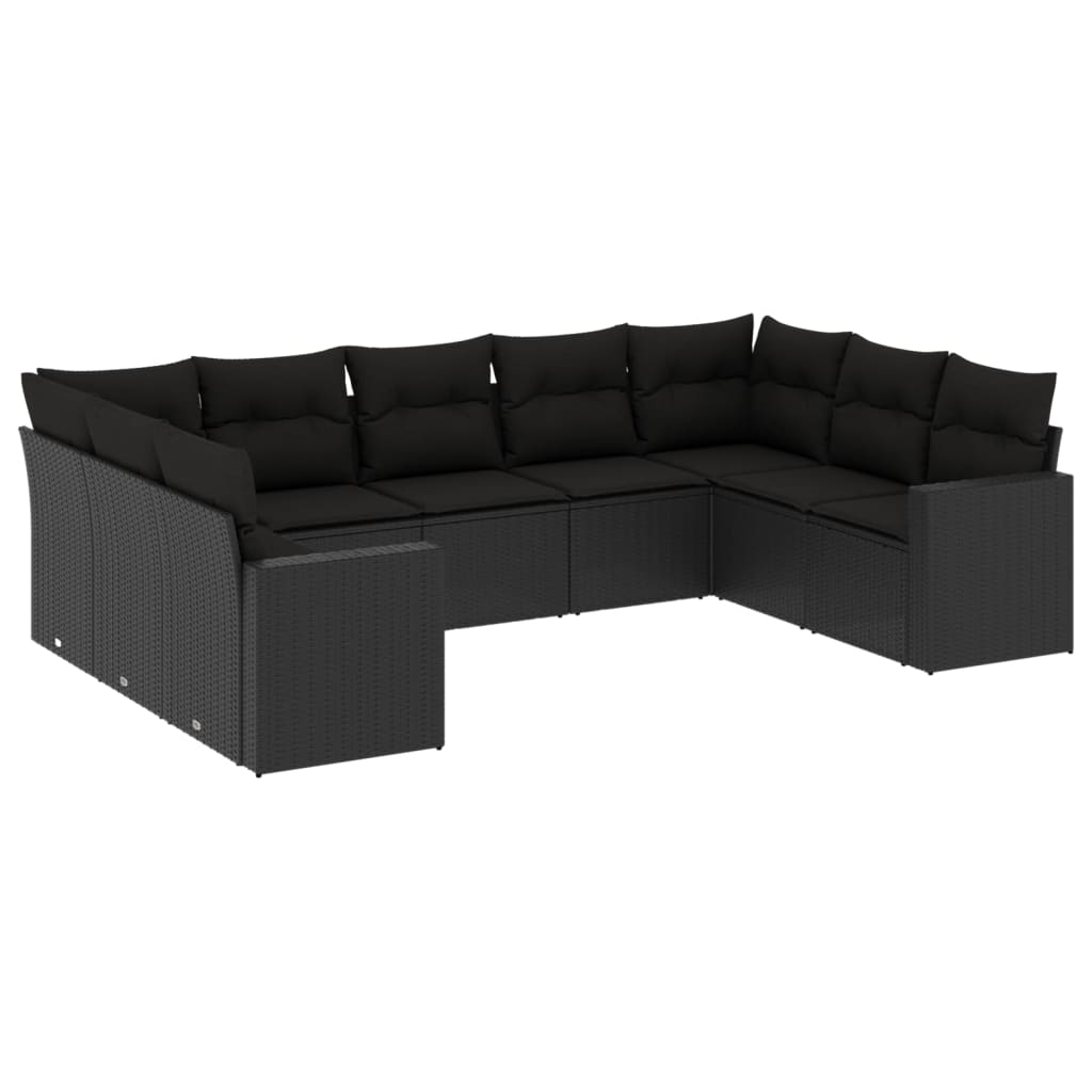 9-delige Loungeset met kussens poly rattan