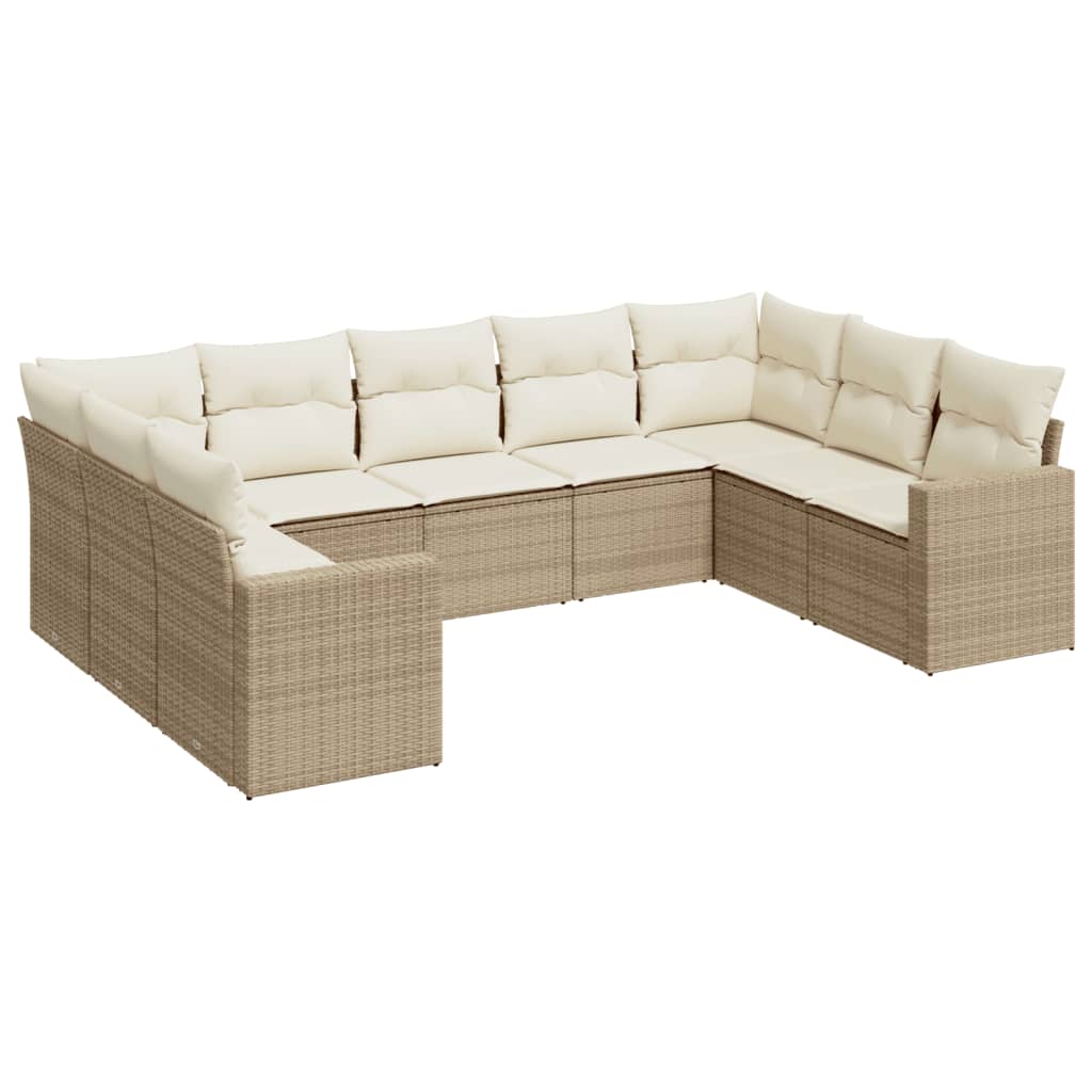 9-delige Loungeset met kussens poly rattan