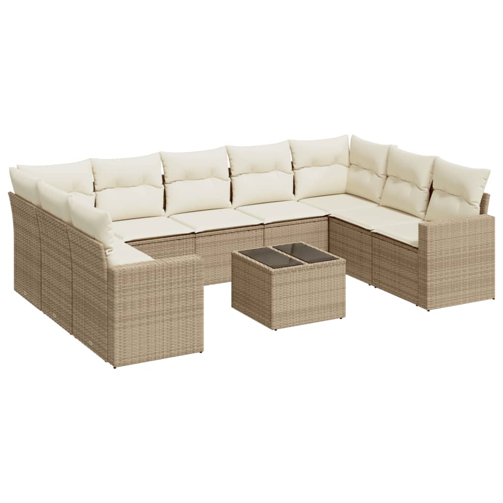 9-delige Loungeset met kussens poly rattan