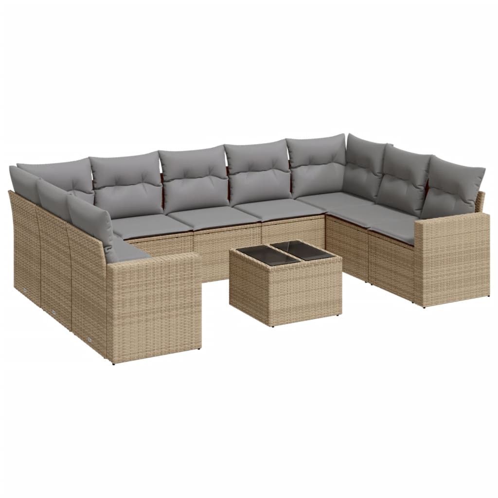 9-delige Loungeset met kussens poly rattan