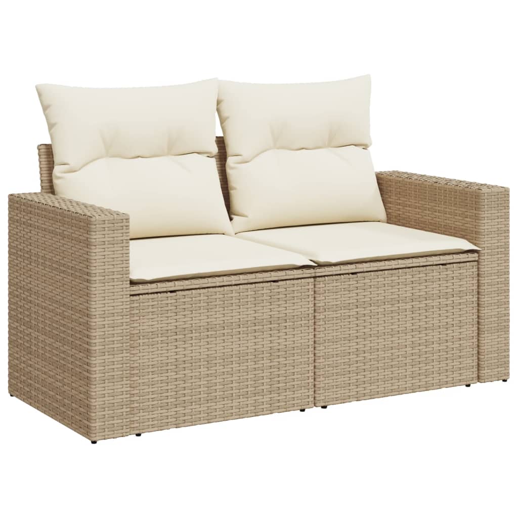 10-delige Loungeset met kussens poly rattan bruin