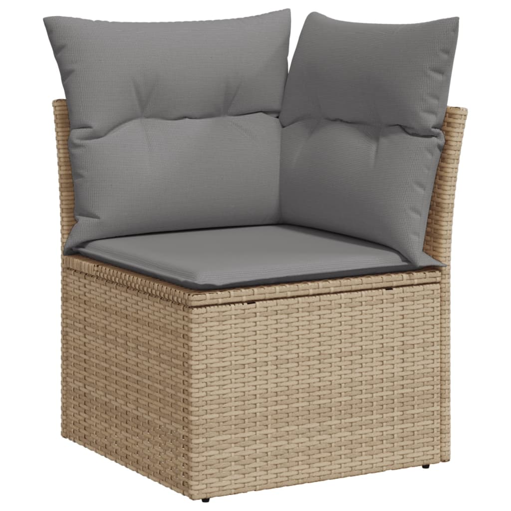 10-delige Loungeset met kussens poly rattan grijs