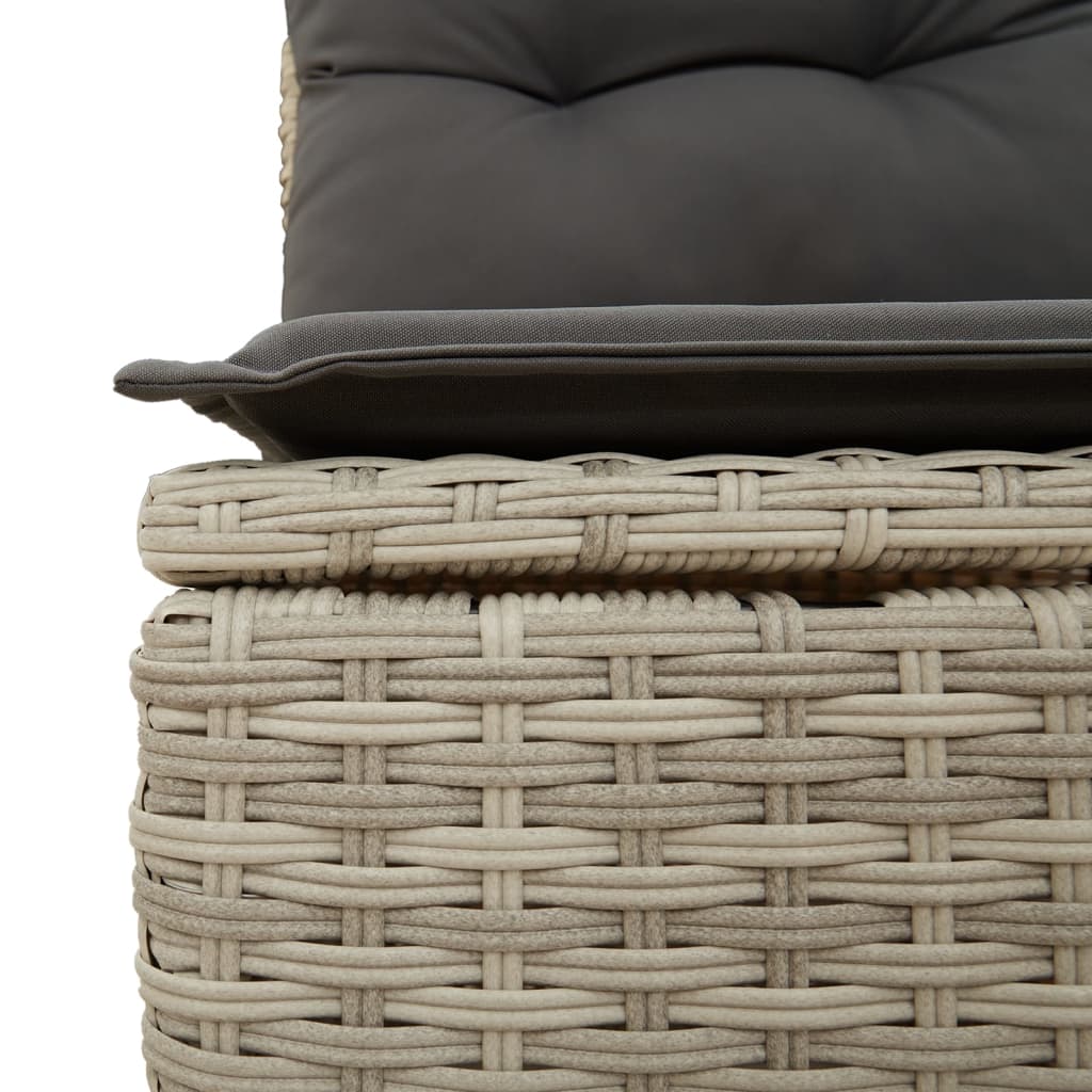 10-delige Loungeset met kussens poly rattan grijs