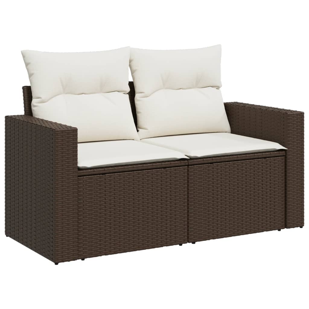 10-delige Loungeset met kussens poly rattan grijs